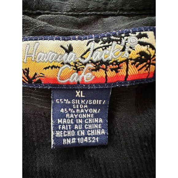 Havana Jack's Cafe Men's XL Black Check Silk Blend Short Sleeve Shirt - Picture 3 of 5